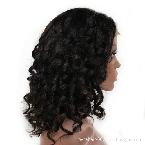 New Style Wholesale Lace Wigs, Fashionable Curly Indian Human Hair Bouncy Braid Ear to Ear Transparent 13x1 Lace Front Wig